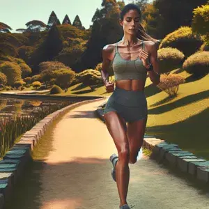 A determined runner showcasing mental strength and focus on a scenic trail, embodying resilience and self-improvement.