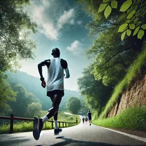 A focused athlete stands determined in a vast landscape, embodying perseverance and discipline in the pursuit of extraordinary achievements.